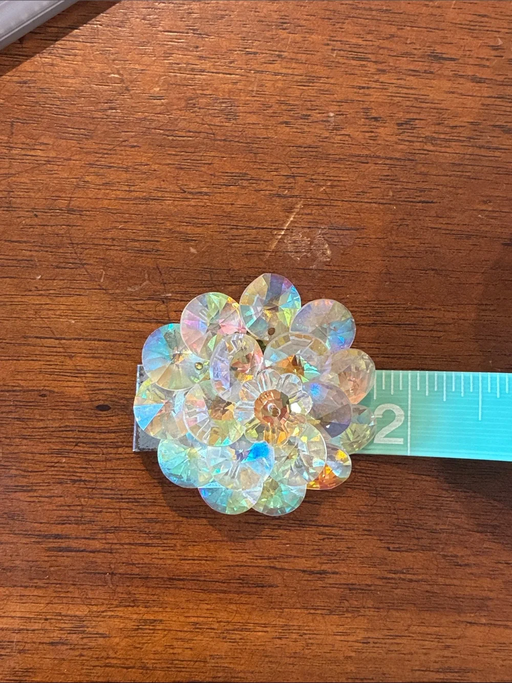 Iridescent Glass-Sequin Flower Brooch